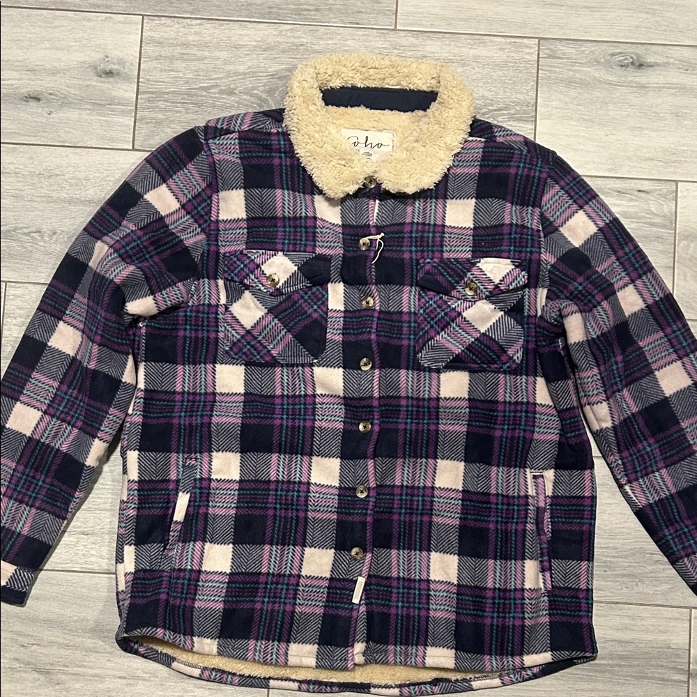 Soho Plaid Jacket with Sherpa Collar